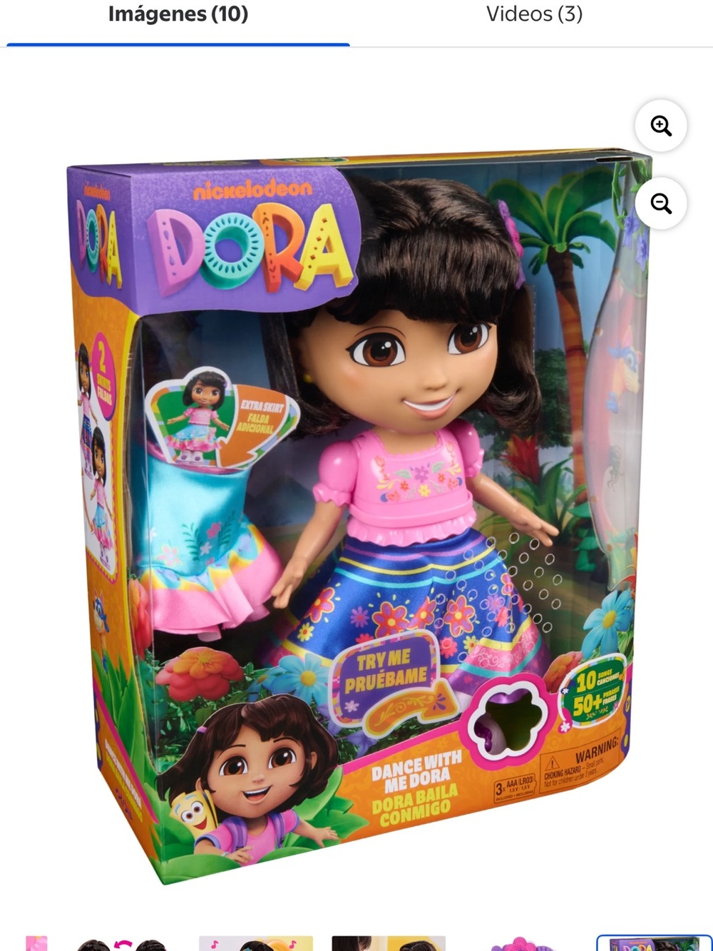 Nickelodeon Dora Doll in Pink Top & Blue Floral Skirt with Extra Outfit